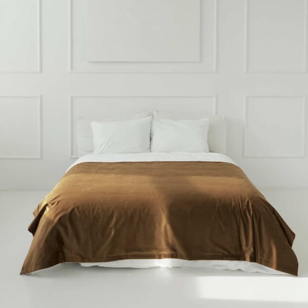 Beige överkast 220x140 Sammet