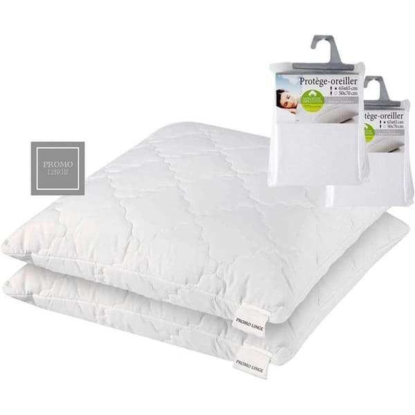 Set med 2 kuddar 65 x 65, Memory Foam, Special Cervical, PROMOLINGE + 2 Kuddskydd 65x65