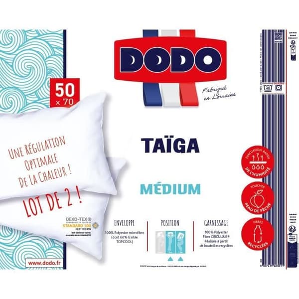 Kudde - DODO - Taïga - Set med 2 - 50x70 cm - Ultra Mjuk Beröring - Maskintvättbar