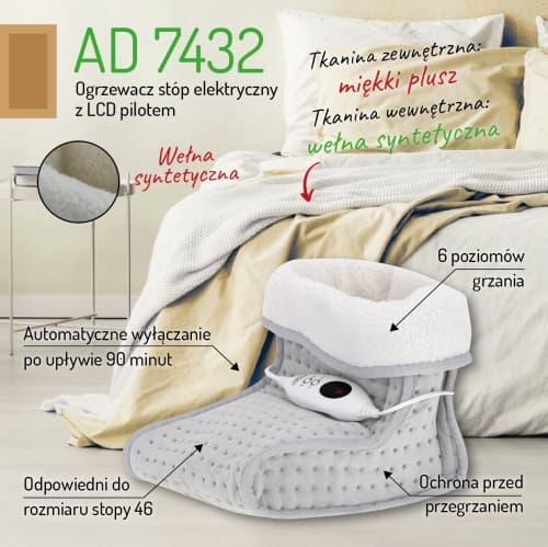 AD 7432 Sähköinen jalkalämmitin LCD-kaukosäätimellä
