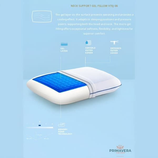 Primavera ergonomisk & ortopedisk kudde av memory foam med kylande effekt -Allergivänlig och Oeko-Tex-certifierad - Idealisk för sidosömn och nackstöd