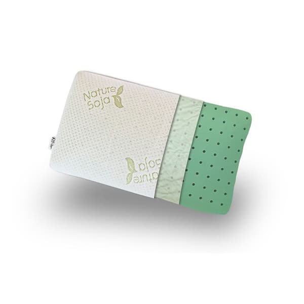 Ortopedisk och ergonomisk kudde av memory foam (naturlig organisk soja) - Bomullsfiberöverdrag 60x40 cm
