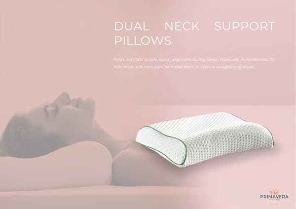 Primavera Kudde med Dubbelt Nacksupport , Ergonomisk sovkudde, sido - ryggläge