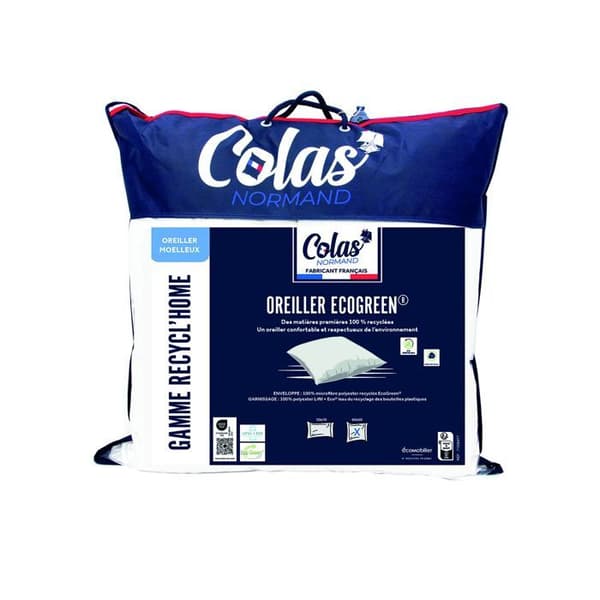 Mjuk Ecogreen kudde 60x60 cm - Tillverkad i Frankrike - Vit