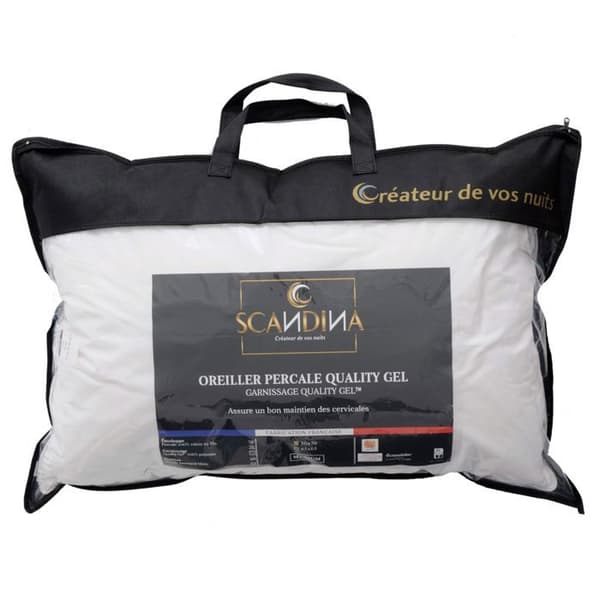 Oreiller percale Quality Gel - DOULITO - 50x70 cm - Silikfiber - Vit