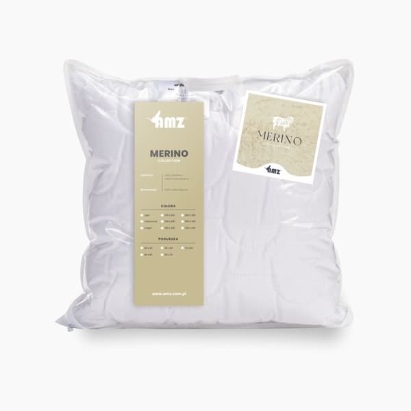 Villatyyny 40x60 MERINO tikattu ilman vetoketjua valkoinen