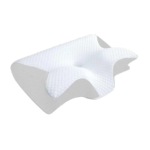 Minneskum Cervikal Kudde, Ergonomisk Vinkelform, Antisnarkfunktion,Vit