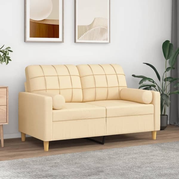 Prydnadskuddar 2 st gräddvit Ø15x50 cm tyg