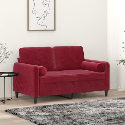 Prydnadskuddar 2 st vinröd Ø15x50 cm sammet