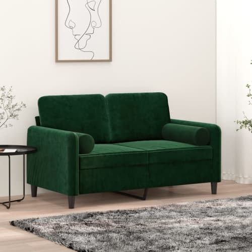 Prydnadskuddar 2 st mörkgrön Ø15x50 cm sammet