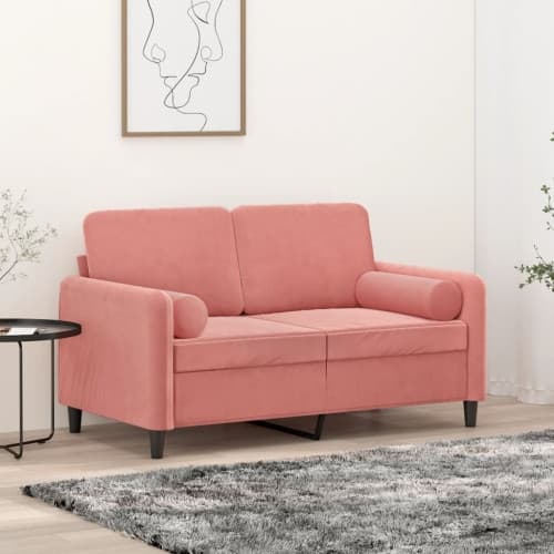 Prydnadskuddar 2 st rosa Ø15x50 cm sammet