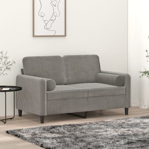 Prydnadskuddar 2 st ljusgrå Ø15x50 cm sammet