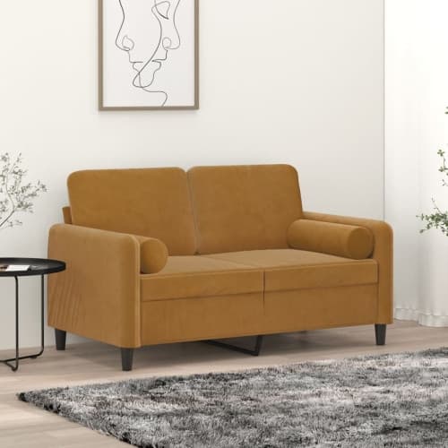 Prydnadskuddar 2 st brun Ø15x50 cm sammet