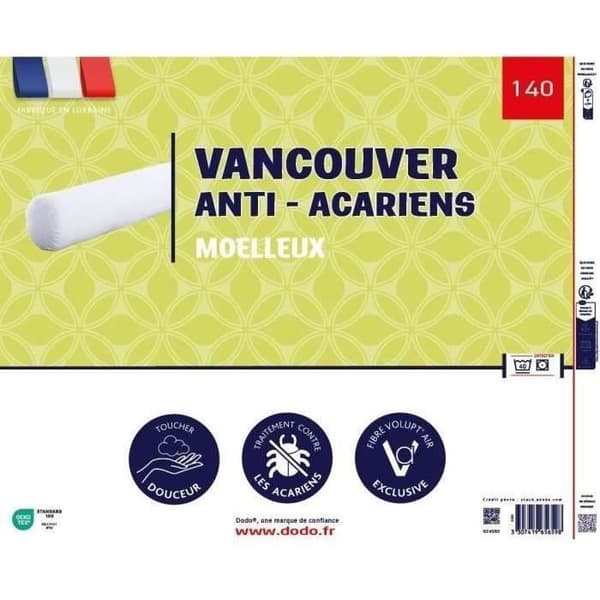 VANCOUVER bolster 140 cm - anti-kvalster - 100% polyester - DODO
