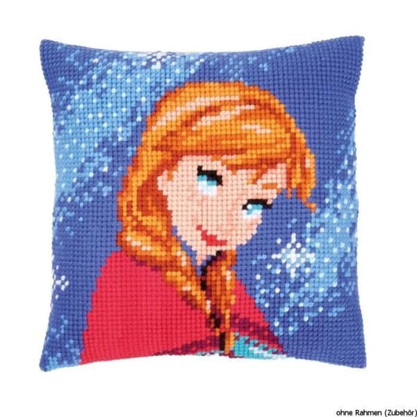 Kudde - Vervaco - Anna - Broderikit - 40x40 cm - Blå färg - Naturlig fiber