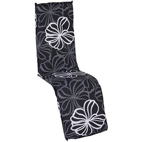 beo Saumauflage trädgårdsstolsdynor för vardagsrumsstolar, ca. 175x 48x 6cm, Svart med vita blommor -