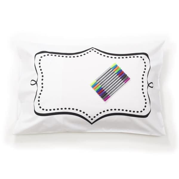 Örngott - Eat Sleep Doodle - 75x50 cm - Syntetisk - Tvättbar - Rektangulär