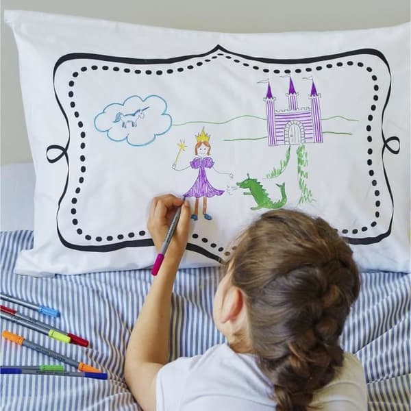 Örngott - Eat Sleep Doodle - 75x50 cm - Syntetisk - Tvättbar - Rektangulär