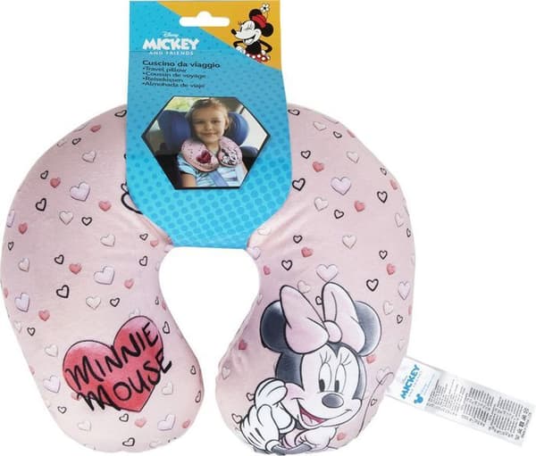 Resekudde - Disney - Minnie Mouse - Rosa - Mikrokulor - Tvättbar