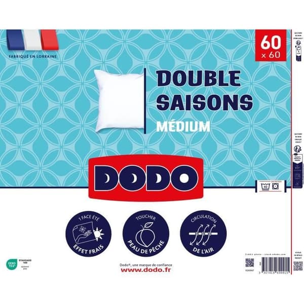 DODO - Kudde för två säsonger - 60 x 60 cm - 100% polyester VOLUPT'AIR - Vit