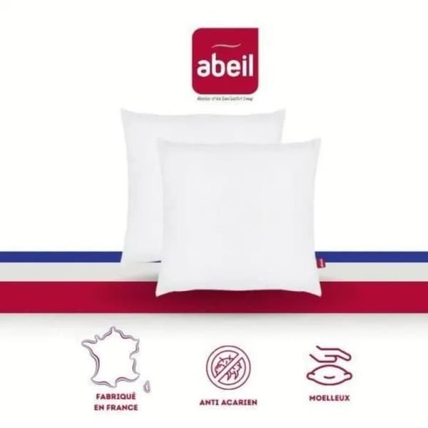 Sæt med 2 støvmidepuder - 60 x 60 cm - 100% Biome-behandlet bomuld - ABEIL