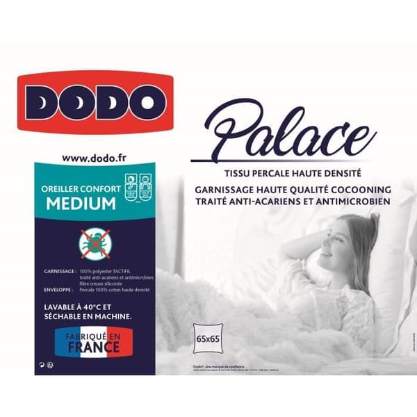 DODO PALACE Percale-pude mod støvmider - 65 x 65 cm