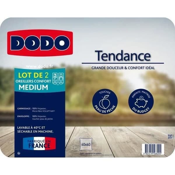 DODO Sæt med 2 Trendy Puder - 60 x 60 cm - 100% Polyester Hul Silikoniseret Fiberfyld - Hvid