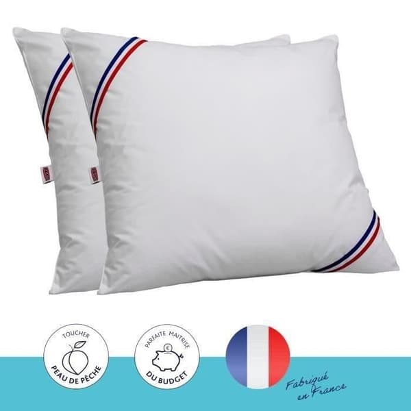 DODO Set med 2 trendiga kuddar - 60 x 60 cm - 100 % polyesterfyllning i silikoniserad fiber - vit