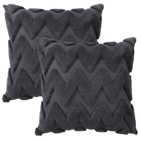 Bløde Plys Velour Pudeovertræk, Stilfuldt Zigzag-Mønster, Usynlig Lynlås,1 stk, 20x20 tommer