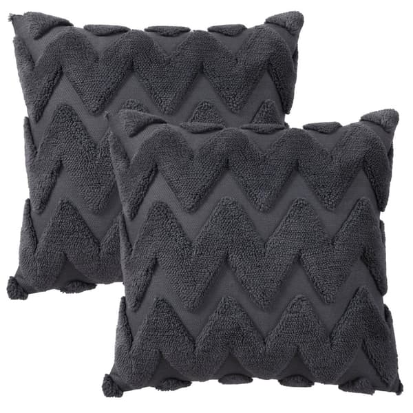 Bløde Plys Velour Pudeovertræk, Stilfuldt Zigzag-Mønster, Usynlig Lynlås,1 stk, 20x20 tommer
