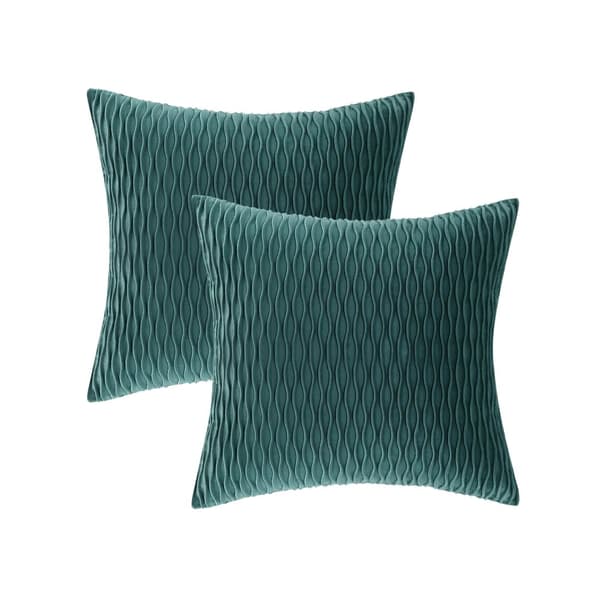 Dekorativa Kuddöverdrag, Mjuk Sammet, Vågformad Randdesign,ärtgrön, 450*450mm