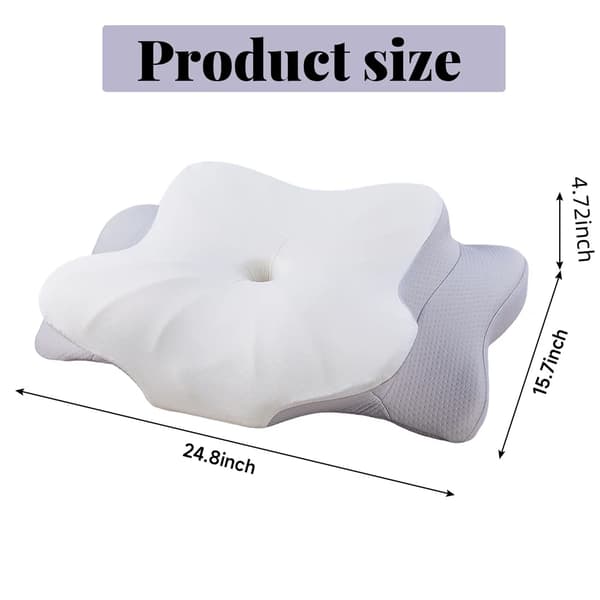 Ergonomisk nakkepude, hukommelsesskummekerne, åndbart betræk, vaskbar,HVID, EU-stik
