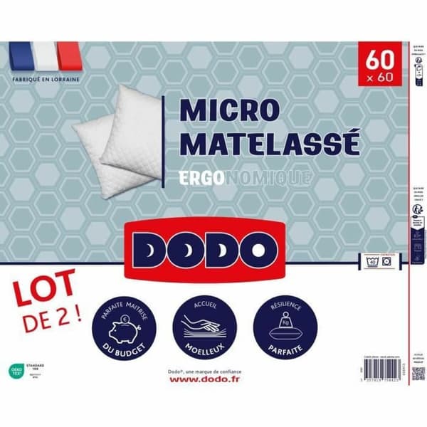 Pute DODO Hvit 60 x 60 cm (2 enheter)