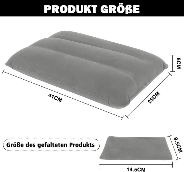Lollanda Uppblåsbar Resekudde 2-pack, Uppblåsbar Kudde i Plysch/PVC - Kompakt Kudde för Camping och Resor