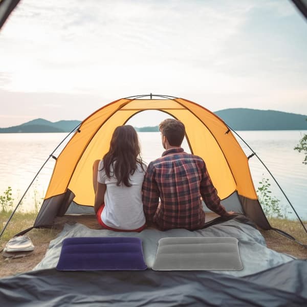 Lollanda Uppblåsbar Resekudde 2-pack, Uppblåsbar Kudde i Plysch/PVC - Kompakt Kudde för Camping och Resor