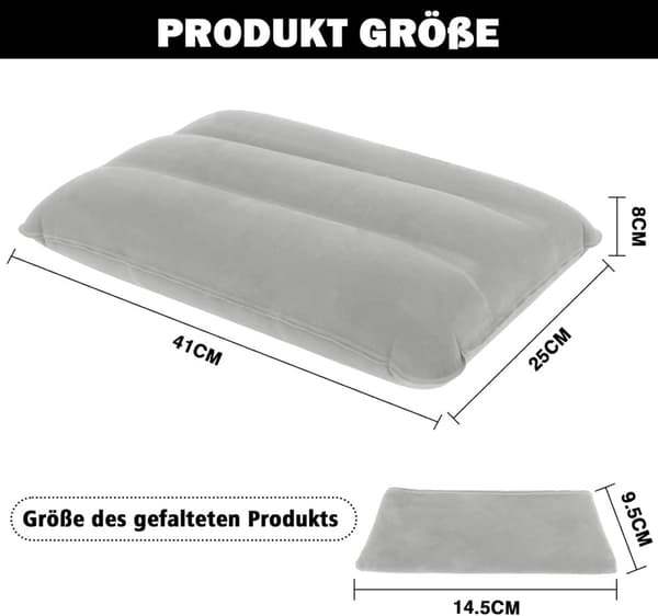 Lollanda Uppblåsbar Resekudde 2-pack, Uppblåsbar Kudde i Plysch/PVC - Kompakt Kudde för Camping och Resor