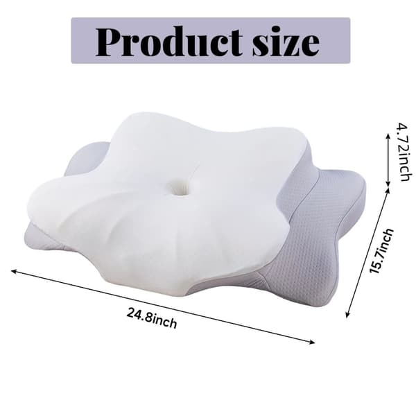 Solblomstformet, hukommelsesskumsfyld, grå og hvid farve, ergonomisk design,Pude