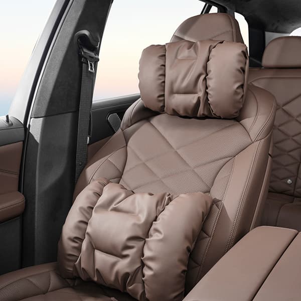 INF Bil Lumbar Support Cushion Pillow Set - Hodestøtte + Lumbar Brun