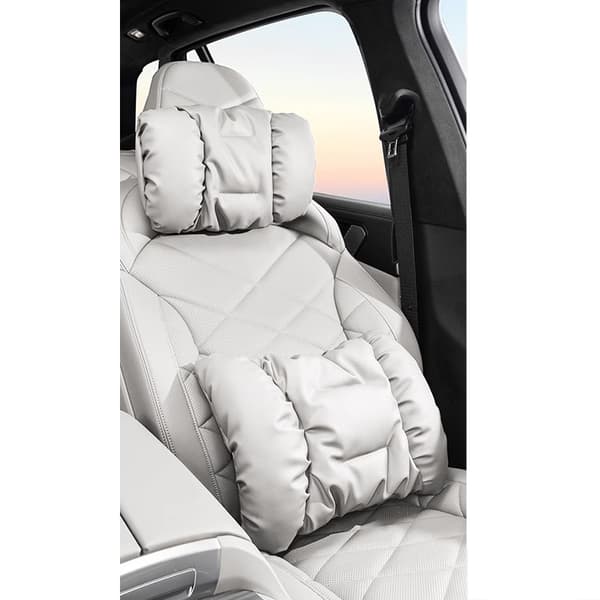 INF Bil Lumbar Support Cushion Pillow Set - Hodestøtte + Lumbar Hvit
