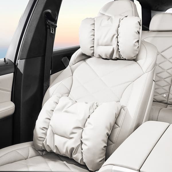 INF Bil Lumbar Support Cushion Pillow Set - Hodestøtte + Lumbar Hvit