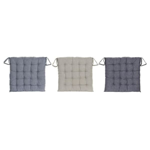 Stolskudde - DKD Home Decor - Beige och Blå - 38 x 38 x 6 cm - Syntetisk - Fyrkantig