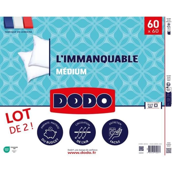 DODO Set med 2 Medelkuddar - DET OMFATTANDE - 60 x 60 cm - Vit