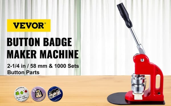 Button Badge Maker Sæt - 25-75mm Matricer, Ergonomisk Håndtag & Robust Base