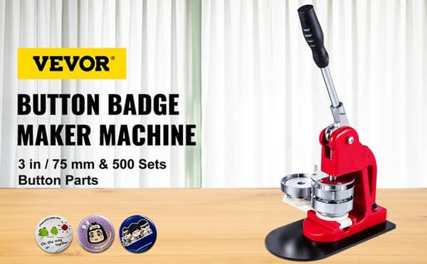 Button Badge Maker Sæt - 25-75mm Matricer, Ergonomisk Håndtag & Robust Base