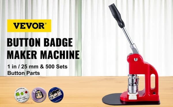 Button Badge Maker Sæt - 25-75mm Matricer, Ergonomisk Håndtag & Robust Base