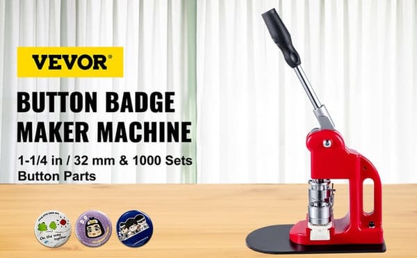 Button Badge Maker Sæt - 25-75mm Matricer, Ergonomisk Håndtag & Robust Base