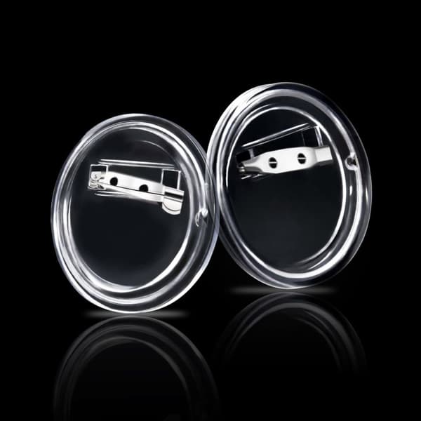 Badgeknapper - Living dele til badges med nål 100 sæt 58 mm akryl