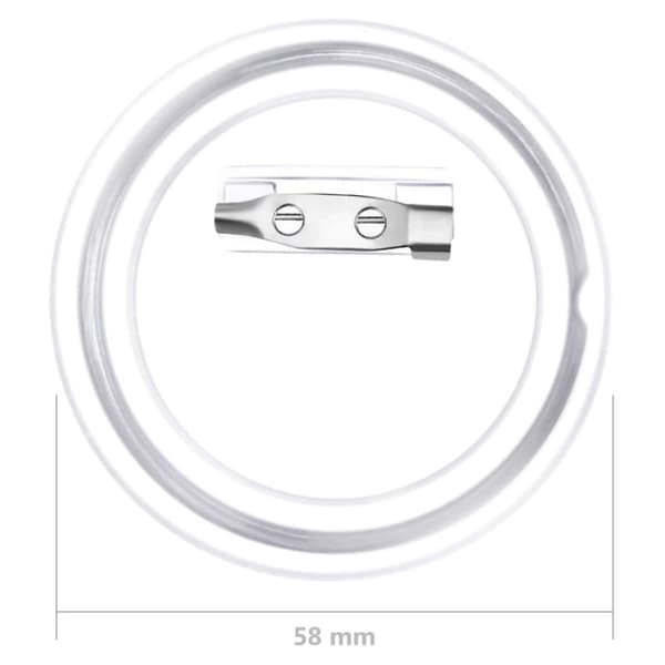 Badgeknapper - Living dele til badges med nål 100 sæt 58 mm akryl