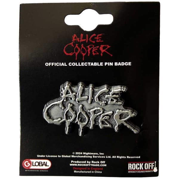 Alice Cooper  Pin Badge: Dripping Logo Silver