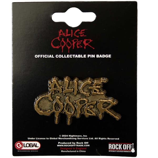 Alice Cooper  Pin Badge: Dripping Logo Gold